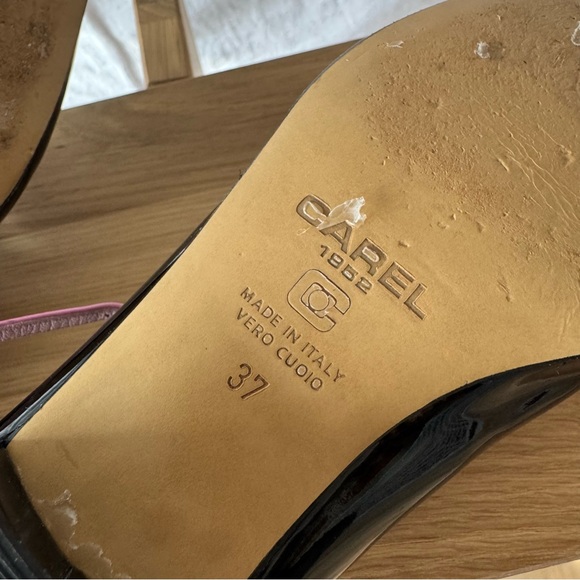 CAREL Ariana black patent with multi color strap 37 7 EUC Mary Jane - Picture 8 of 8